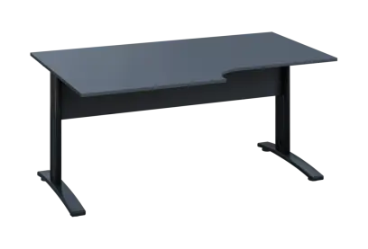 ERK 18 - 168 stůl kancelářský, rohový, levý, kovová podnož černá, deska 18 mm, široký 1600 mm, antracit